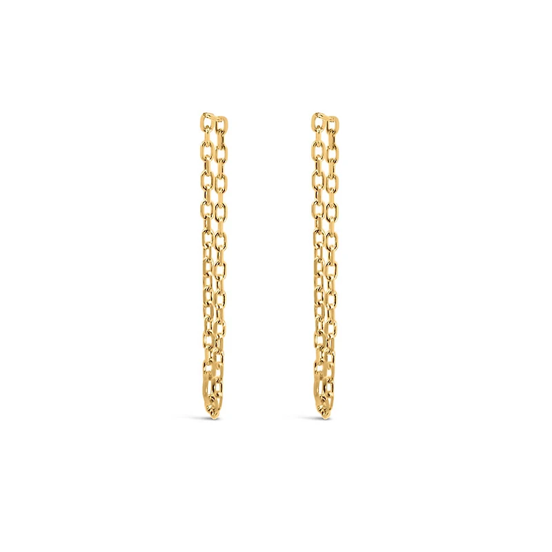 1″ Double Chain Earrings in 10kt Yellow Gold