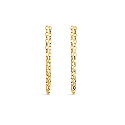 1″ Double Chain Earrings in 10kt Yellow Gold