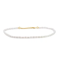 9″+1″ Anklet with Pearls in 10kt Yellow Gold