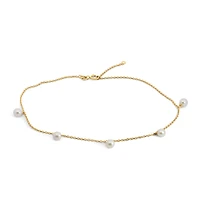 9″+1″ Cosmic Anklet with Pearls in 10kt Yellow Gold