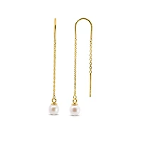 Chain Drop Earrings with 5MM Pearl in 10kt Yellow Gold
