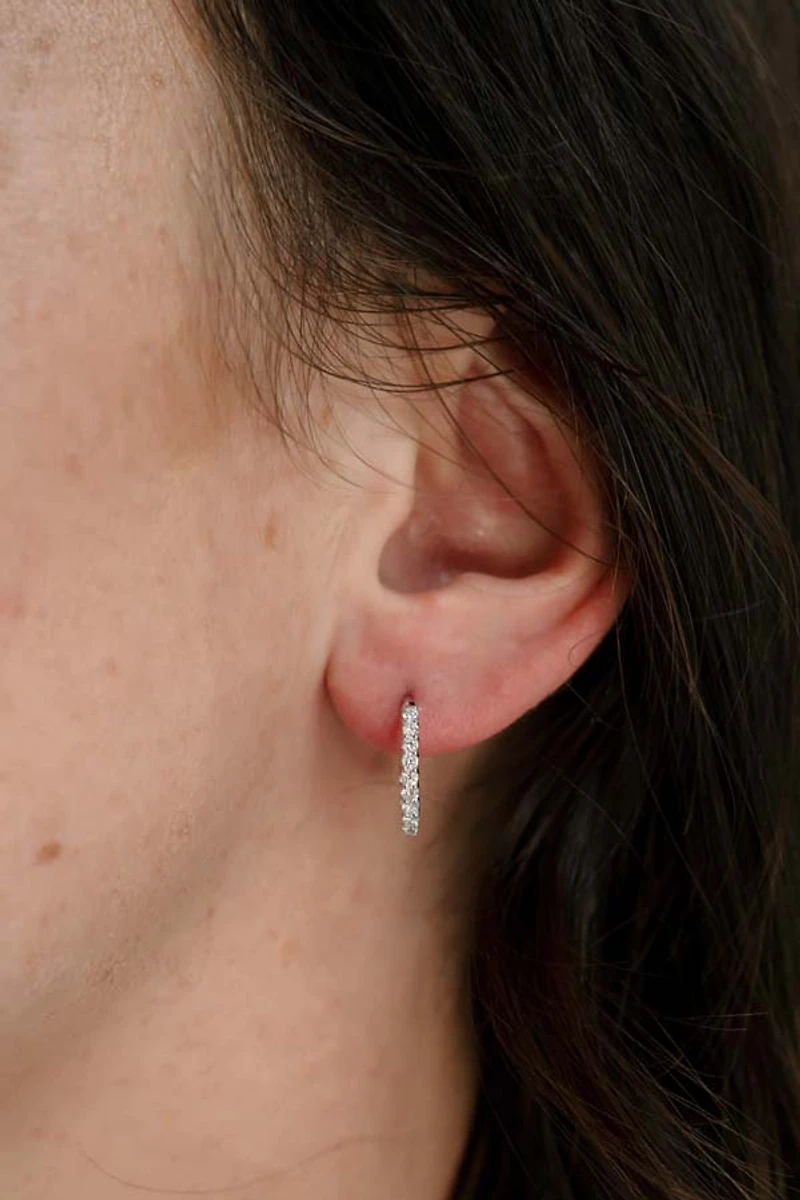 15MM Pave Hoop Earrings with .50 Carat TW of Lab Created Diamonds in 14kt White Gold