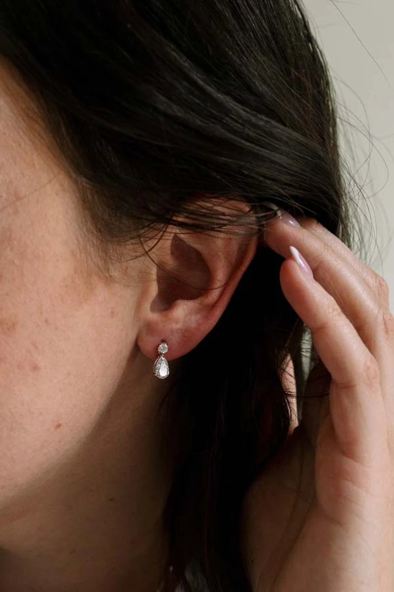 Dangle Earrings with 1.00 Carat TW of Lab Created Diamonds in 14kt White Gold