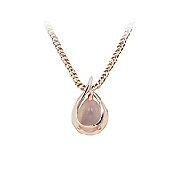 Pendant with Rose Quartz in Rose Tone Sterling Silver with Chain