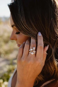 Stackable Ring with .09 Carat TW of Diamonds and 6MM Pearl in 10kt Yellow Gold