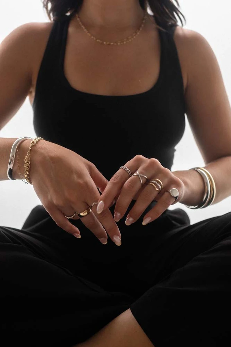 Stackable Open Link Ring in 10kt White Gold