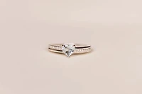 Ring with .10 Carat TW of Diamonds and 6MM Heart Shape Aquamarine in 10kt White Gold