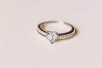 Ring with .10 Carat TW of Diamonds and 6MM Heart Shape Aquamarine in 10kt White Gold