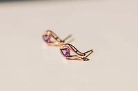 Earrings with 5MM Heart Shape Amethyst in 10kt Rose Gold