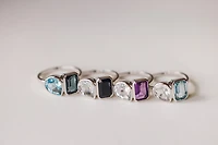 Toi et Moi Ring with Amethyst and White Topaz in 14kt White Gold
