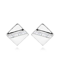 Square Earrings with Cubic Zirconia in Gold Plated Sterling Silver