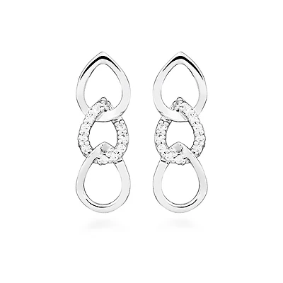 Teardrop Earrings with Cubic Zirconia in Sterling Silver