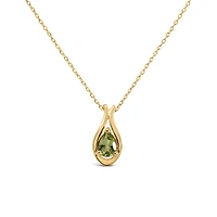 Pendant with 7x5MM Pear Shape Peridot in 10kt Yellow Gold with Chain