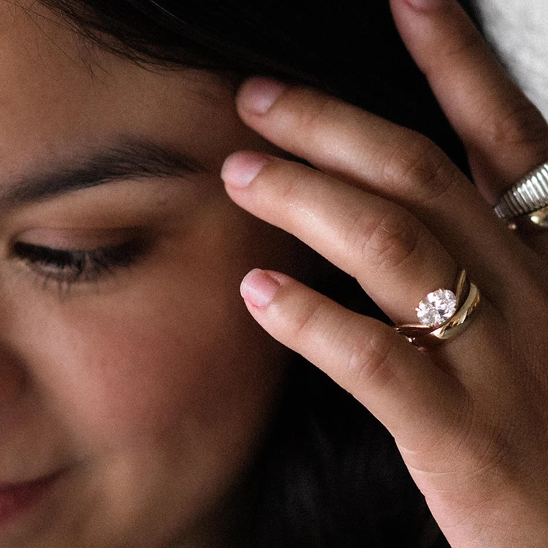 Solitaire Engagement Ring with 1.50 Carat Lab Created Diamond in 14kt Yellow Gold