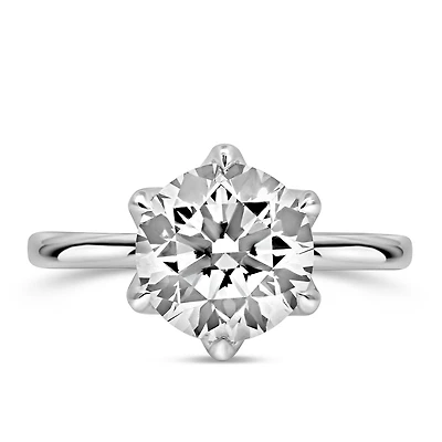 Solitaire Engagement Ring with 3.00 Carat Lab Created Diamond in 14kt White Gold