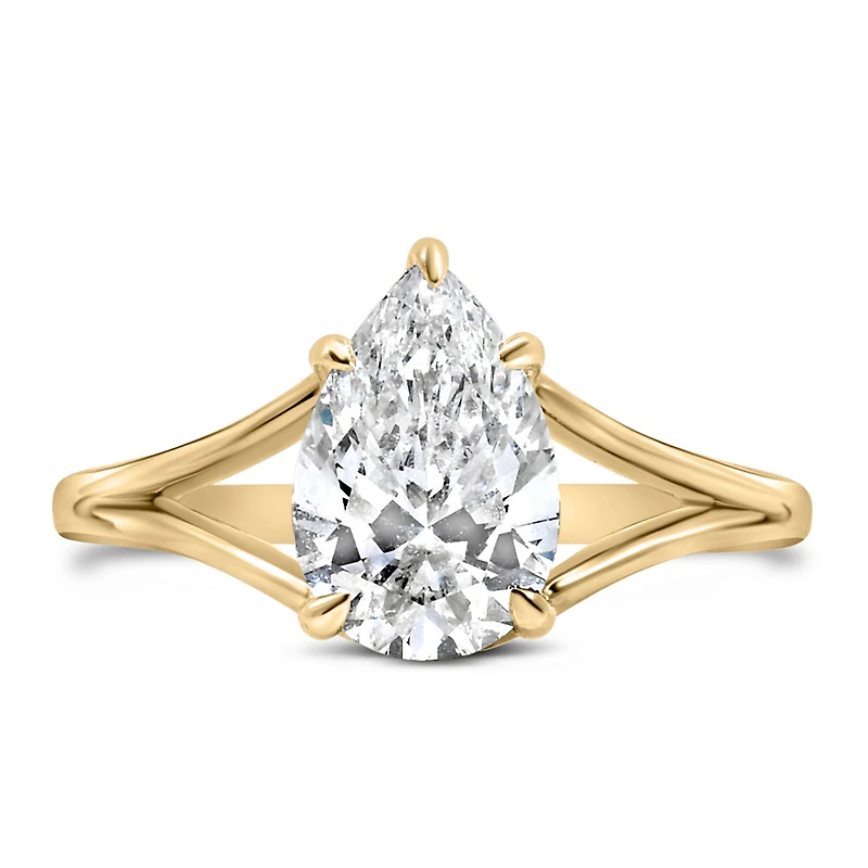 Solitaire Engagement Ring with Carat Lab Created Diamond in 14kt Yellow Gold