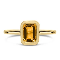 Ring with 7x5MM Emerald Cut Citrine in 10kt Yellow Gold