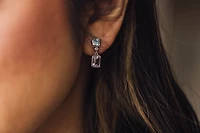 1980s Barbie Crystal Dream Earrings with Pink Amethyst, Blue Topaz and White Topaz in Sterling Silver