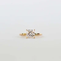 Cushion Cut Engagement Ring with Carat TW of Lab Created Diamonds in 14kt Yellow Gold