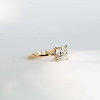 Cushion Cut Engagement Ring with Carat TW of Lab Created Diamonds in 14kt Yellow Gold