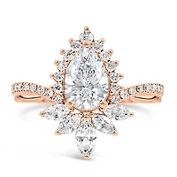 Pear Engagement Ring with 2.05 Carat TW of Lab Created Diamonds in 14kt Rose Gold