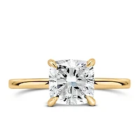 Cushion Cut Engagement Ring with Carat TW of Lab Created Diamonds in 14kt Yellow Gold