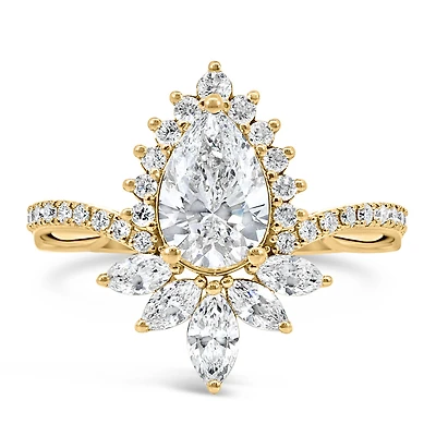 Pear Engagement Ring with 2.05 Carat TW of Lab Created Diamonds in 14kt Yellow Gold