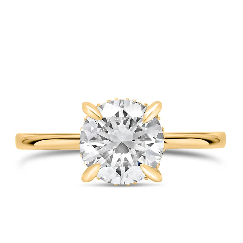 Round Engagement Ring with Carat TW of Lab Created Diamonds in 14kt Yellow Gold