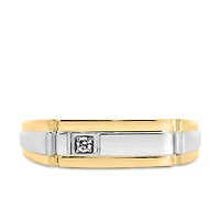 Men’s Ring with .03 Carat Diamond in 10kt White and Yellow Gold