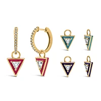 1990s Barbie Totally Triangle Hoops with Enamel in Gold Vermeil Plated Sterling Silver