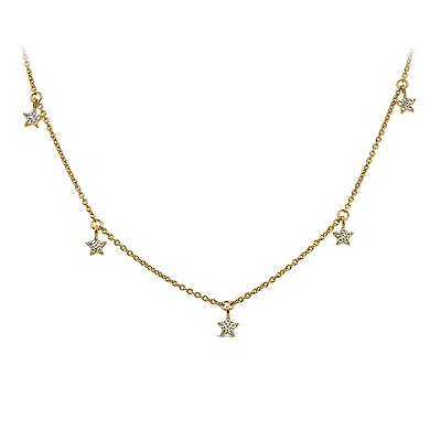 16″+2″ 1970s Barbie Mommy and Me Star Necklace with Cubic Zirconia with Gold Vermeil Plated Sterling Silver