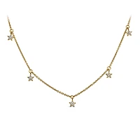 16″+2″ 1970s Barbie Mommy and Me Star Necklace with Cubic Zirconia with Gold Vermeil Plated Sterling Silver