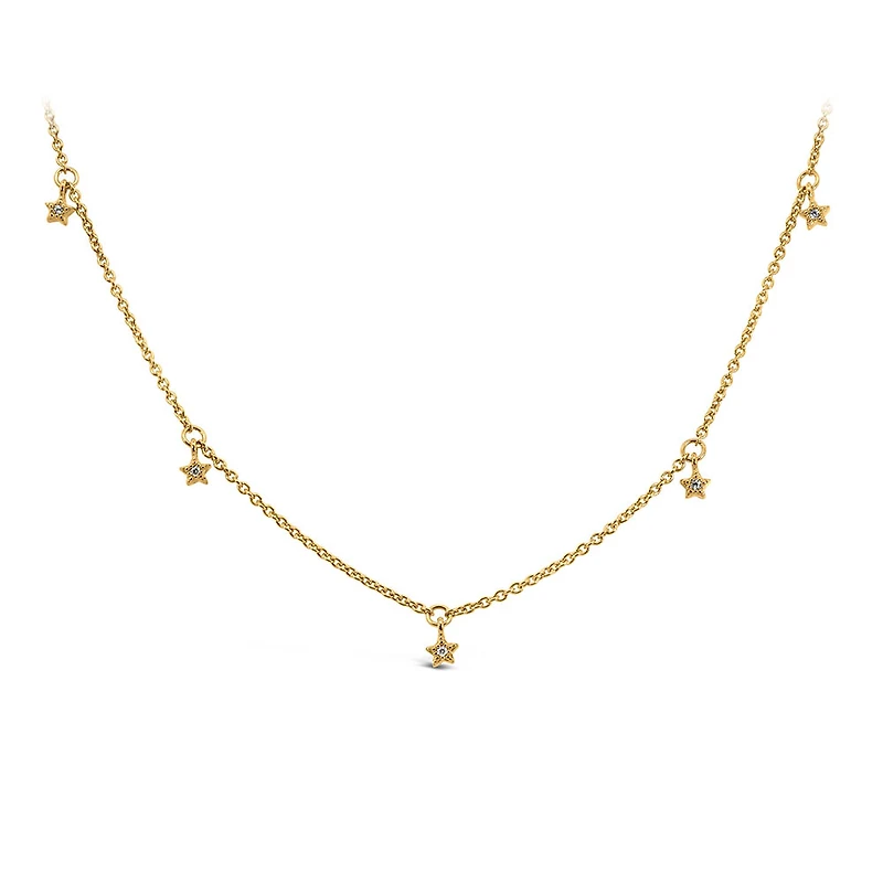 14″+2″ 1970s Barbie Mommy and Me Star Necklace with Cubic Zirconia with Gold Vermeil Plated Sterling Silver