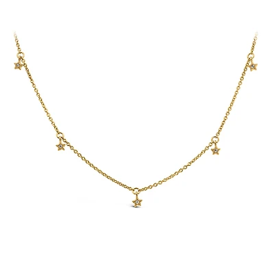 14″+2″ 1970s Barbie Mommy and Me Star Necklace with Cubic Zirconia with Gold Vermeil Plated Sterling Silver