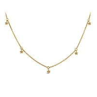 14″+2″ 1970s Barbie Mommy and Me Star Necklace with Cubic Zirconia with Gold Vermeil Plated Sterling Silver