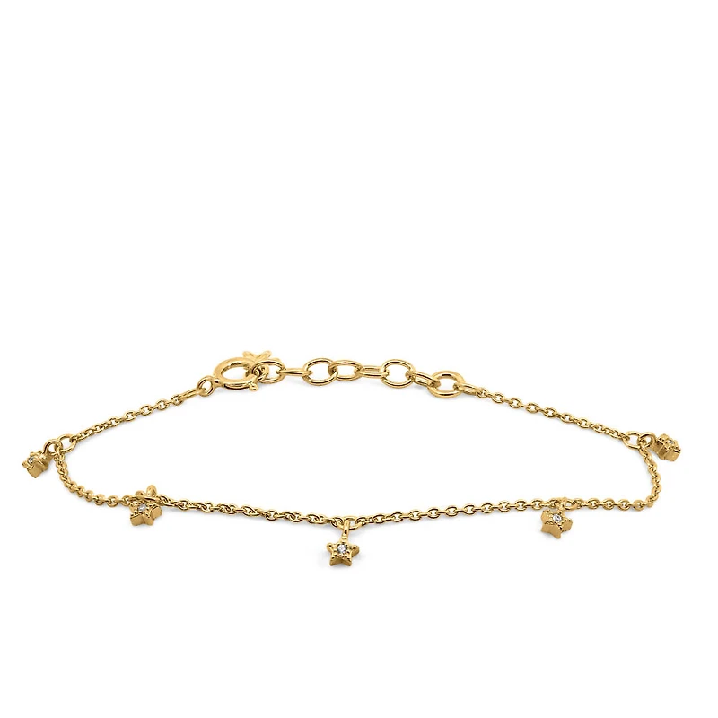 5″+1.5″ 1970s Barbie Mommy and Me Star Bracelet with Cubic Zirconia with Gold Vermeil Plated Sterling Silver