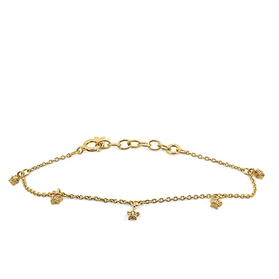 5″+1.5″ 1970s Barbie Mommy and Me Star Bracelet with Cubic Zirconia with Gold Vermeil Plated Sterling Silver