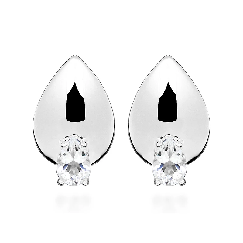 Earrings with Pear Shape White Topaz in Sterling Silver
