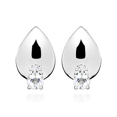 Earrings with Pear Shape White Topaz in Sterling Silver