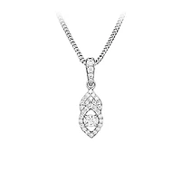 Drop Pendant with Cubic Zirconia in Sterling Silver with Chain