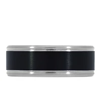 8MM Black and Silver Tone Comfort Fit Wedding Band in Tantalum