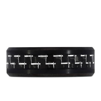 8MM Black Comfort Fit Wedding Band in Tungsten