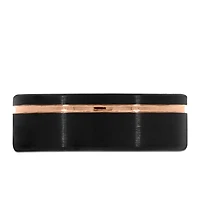 8MM Black Comfort Fit Wedding Band in Rose Gold Plated Tungsten