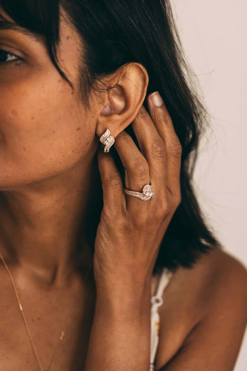 Earrings with .75 Carat TW of Diamonds in 10kt Yellow Gold