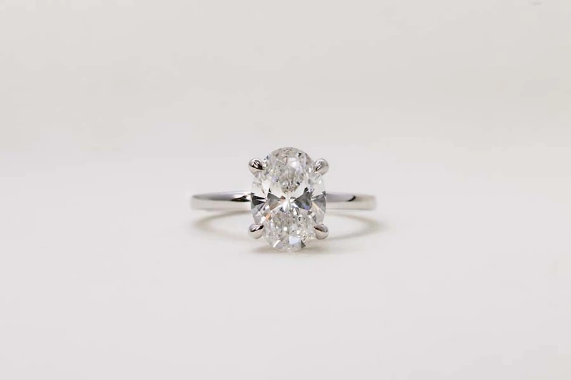Oval Engagement Ring with Carat TW of Lab Created Diamonds in 14kt White Gold