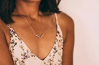 Chevron Necklace with .50 Carat TW of Diamonds in 10kt White Gold
