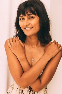 Cross Pendant with .25 Carat TW of Diamonds in 10kt White Gold with Chain