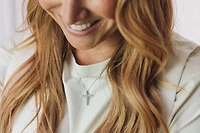 Cross Pendant with .25 Carat TW of Diamonds in 10kt White Gold with Chain