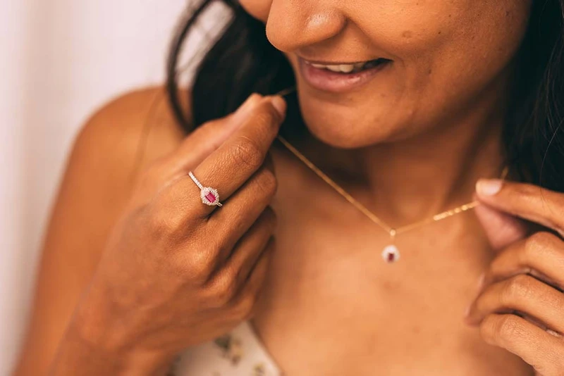 5X3MM Elara Ring and .20 Carat TW of Diamonds and Ruby in 10kt Yellow Gold