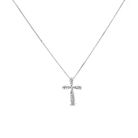 Cross Pendant with Carat TW of Diamonds in 10kt White Gold with Chain